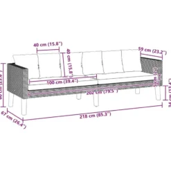 vidaXL - Tuinbank - Zwart - Poly rattan