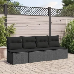 vidaXL - Tuinbank - Zwart - Poly rattan