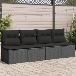 vidaXL - Tuinbank - Zwart - Poly rattan