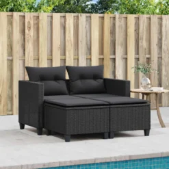 vidaXL - Tuinbank - Zwart - Poly rattan