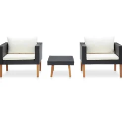 vidaXL - Tuinbank - Zwart - Poly rattan