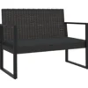 vidaXL - Tuinbank - Zwart - Poly rattan - 106 cm - Met kussens
