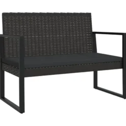 vidaXL - Tuinbank - Zwart - Poly rattan - 106 cm - Met kussens