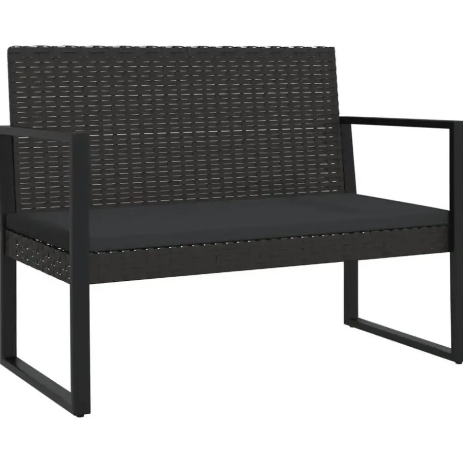 vidaXL - Tuinbank - Zwart - Poly rattan - 106 cm - Met kussens