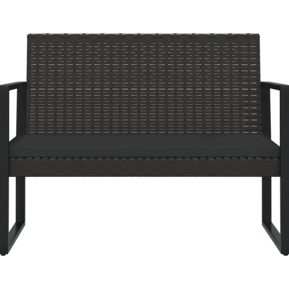 vidaXL - Tuinbank - Zwart - Poly rattan - 106 cm - Met kussens