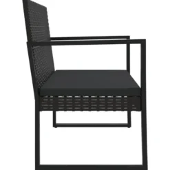 vidaXL - Tuinbank - Zwart - Poly rattan - 106 cm - Met kussens