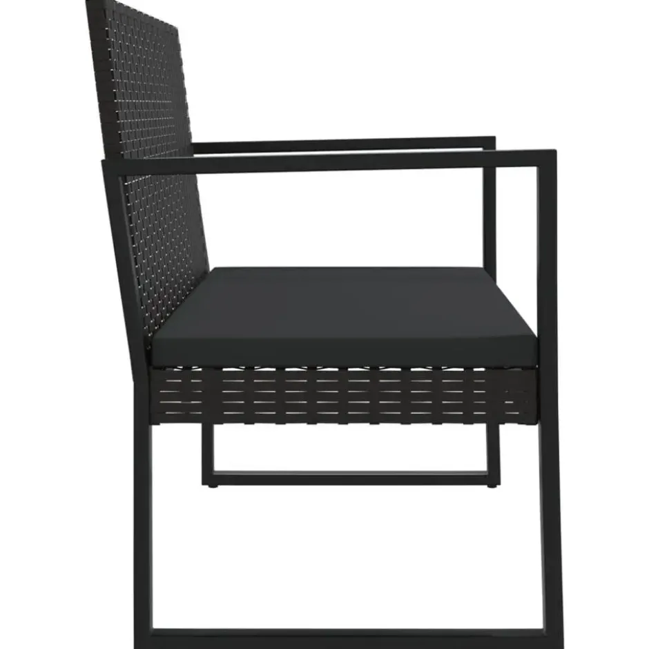 vidaXL - Tuinbank - Zwart - Poly rattan - 106 cm - Met kussens