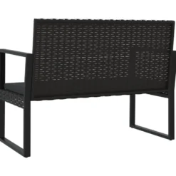 vidaXL - Tuinbank - Zwart - Poly rattan - 106 cm - Met kussens