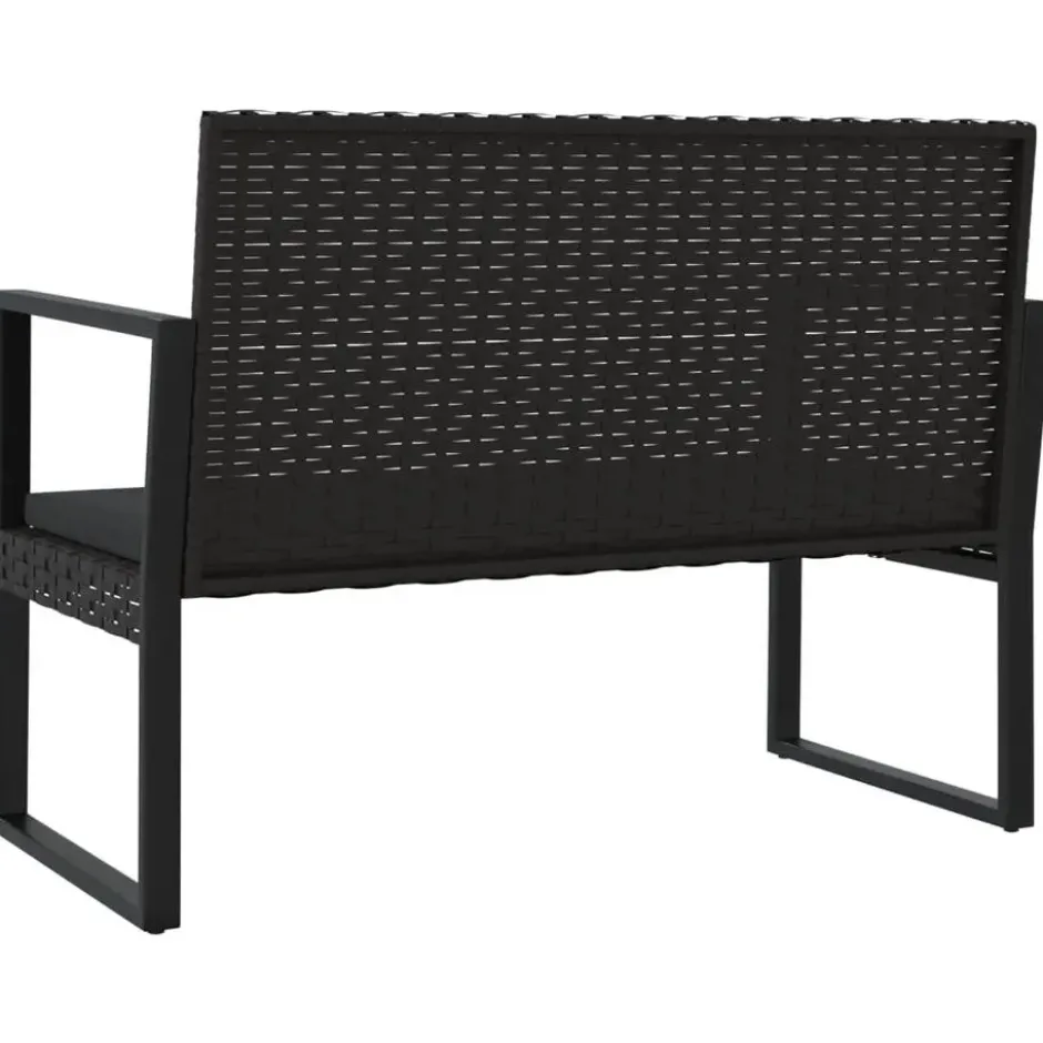 vidaXL - Tuinbank - Zwart - Poly rattan - 106 cm - Met kussens