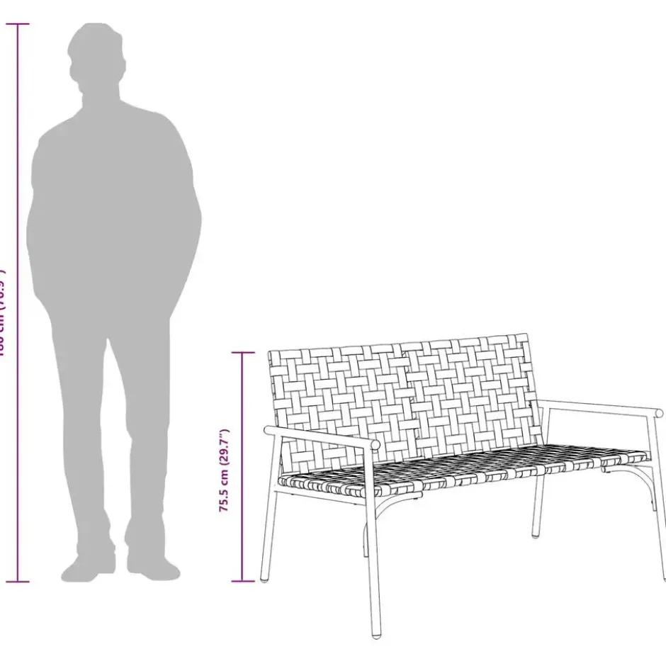 vidaXL - Tuinbank - Zwart - Poly Rattan - 113x79x75 cm