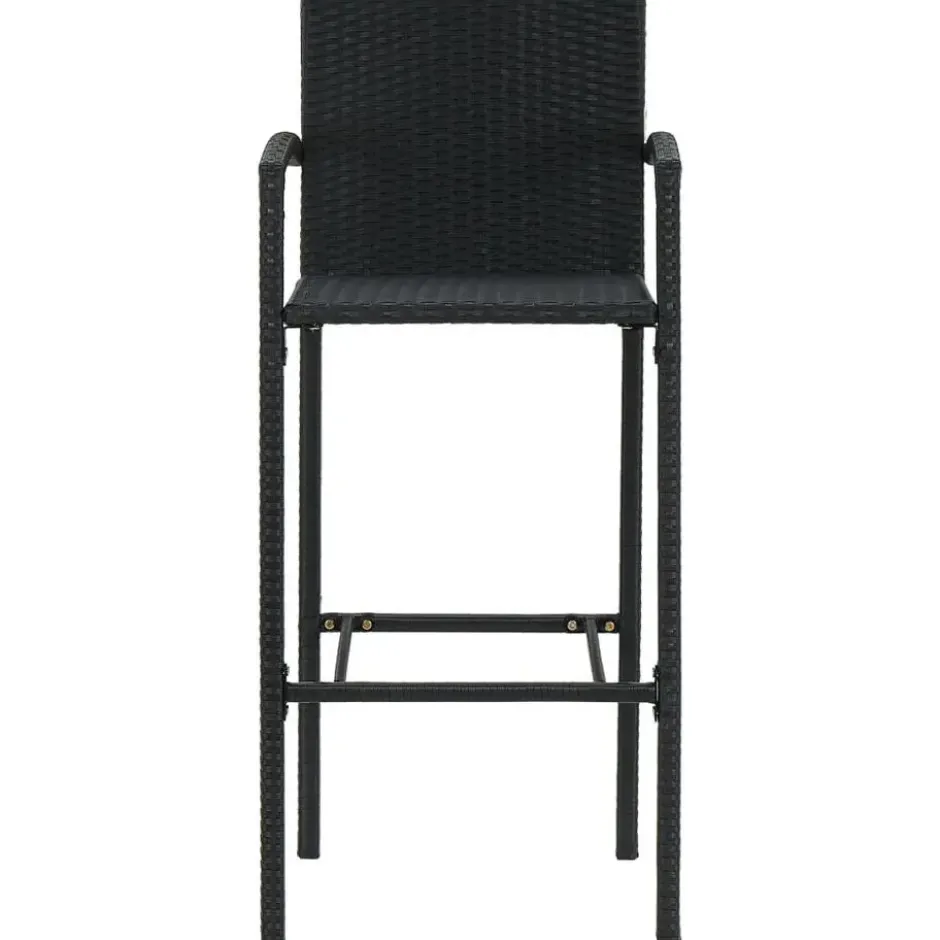 vidaXL - Tuinbarset met Armleuningen - Zwart Poly Rattan - 150x70 cm - 9 St.