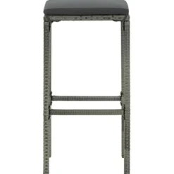 vidaXL - Tuinbarset met Grijs Barkrukken en kussens - Hout - 150x70 cm - 9 St.