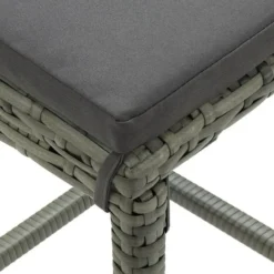 vidaXL - Tuinbarset met Grijs Barkrukken en kussens - Hout - 150x70 cm - 9 St.