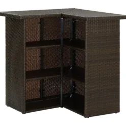 vidaXL - Tuinbarset met L-vormige bartafel - Bruin Poly Rattan - 4 St.