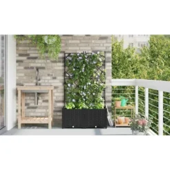 vidaXL - Tuin Bloempot Zwart 80x40x143 cm Kunststof 2 Stuks