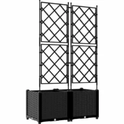 vidaXL - Tuin Bloempot Zwart 80x40x143 cm Kunststof 2 Stuks