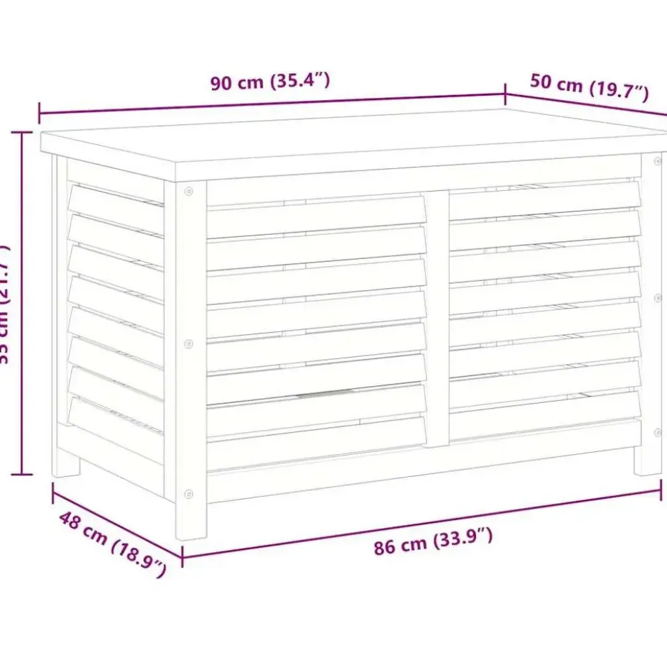 vidaXL - Tuinbox 90x48x55 cm massief eucalyptushout opbergbox