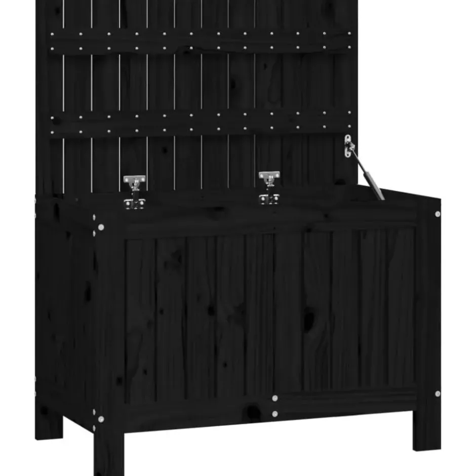 vidaXL - Tuinbox 76x42,5x54 cm massief grenenhout zwart opbergbox buitenbox