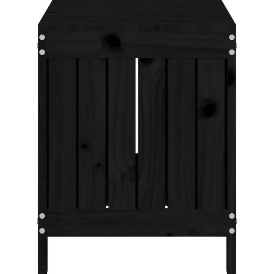 vidaXL - Tuinbox 76x42,5x54 cm massief grenenhout zwart opbergbox buitenbox