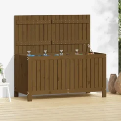 vidaXL - Tuinbox 121x55x64 cm massief grenenhout honingbruin opbergbox buitenbox