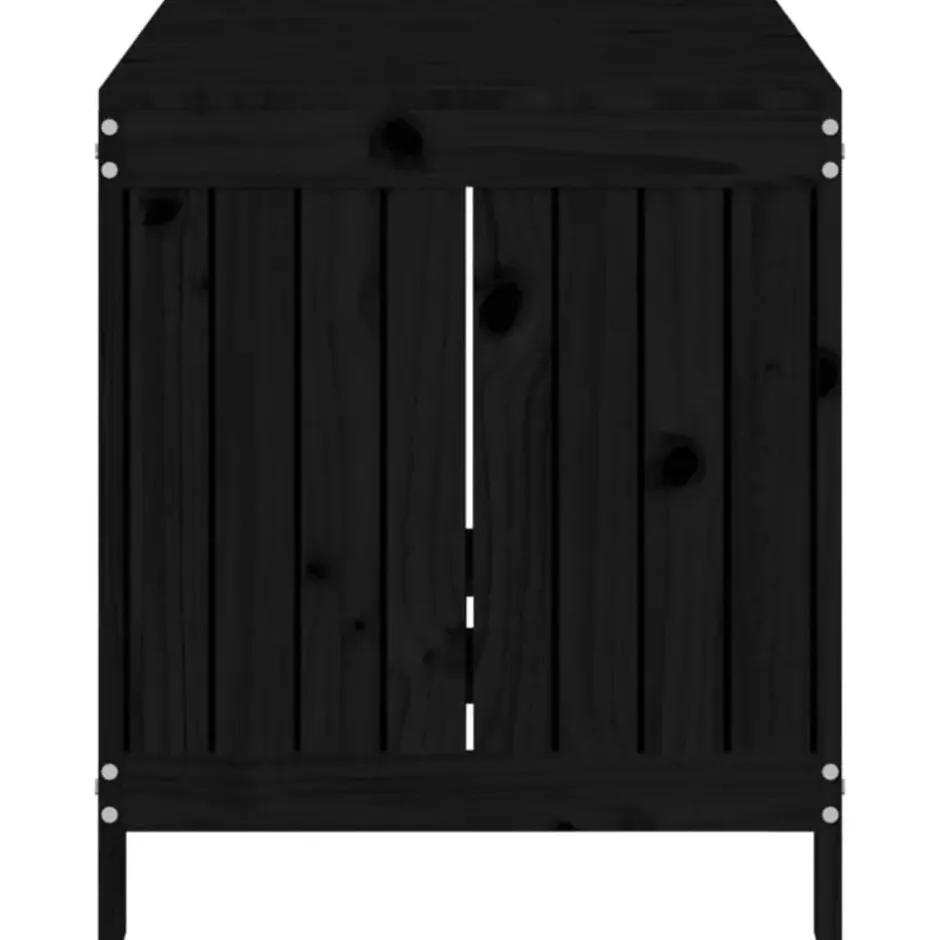 vidaXL - Tuinbox 121x55x64 cm massief grenenhout zwart opbergbox buitenbox