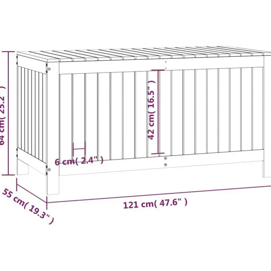 vidaXL - Tuinbox 121x55x64 cm massief grenenhout zwart opbergbox buitenbox