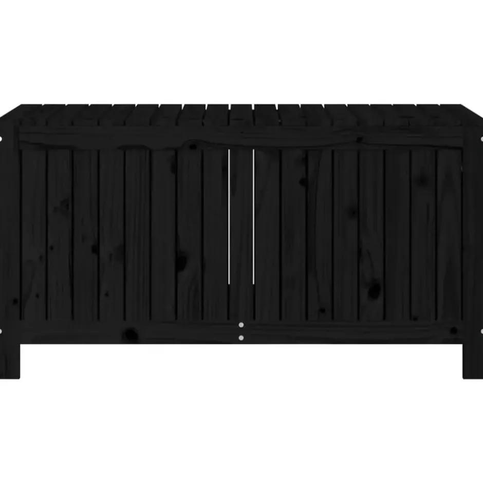 vidaXL - Tuinbox 121x55x64 cm massief grenenhout zwart opbergbox buitenbox
