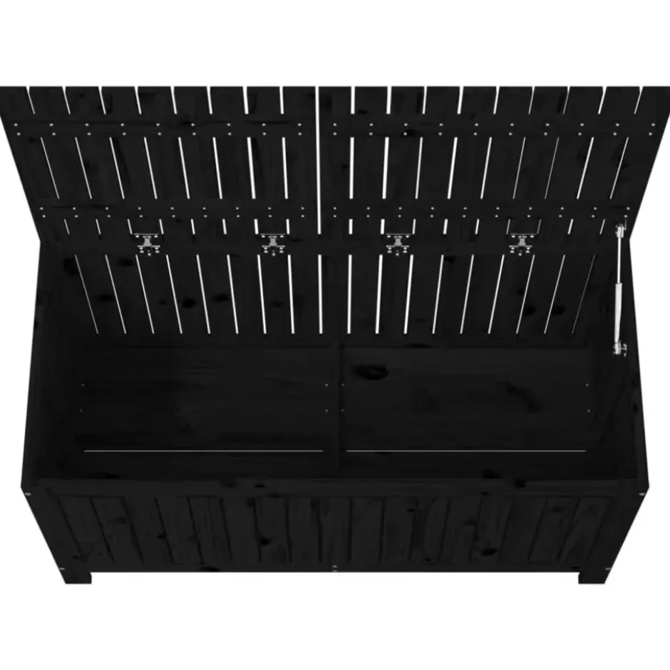 vidaXL - Tuinbox 121x55x64 cm massief grenenhout zwart opbergbox buitenbox