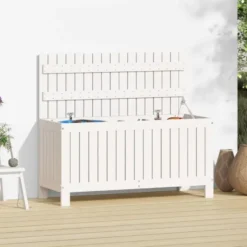 vidaXL - Tuinbox 108x42,5x54 cm - Massief grenenhout - Wit -opbergbox buitenbox