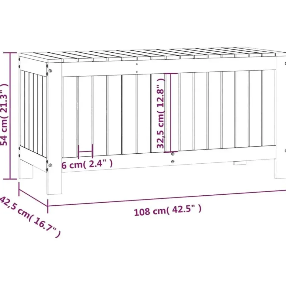 vidaXL - Tuinbox 108x42,5x54 cm - Massief grenenhout - Wit -opbergbox buitenbox