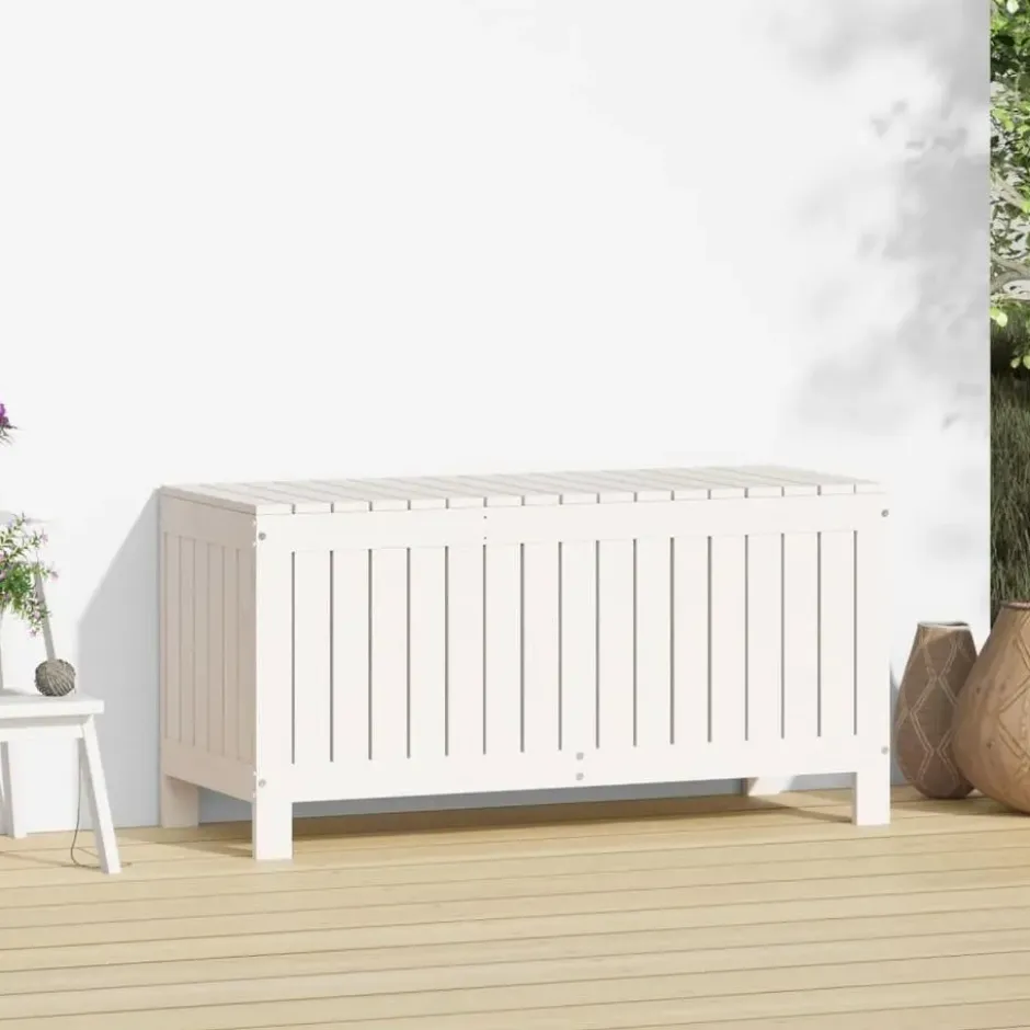 vidaXL - Tuinbox 108x42,5x54 cm - Massief grenenhout - Wit -opbergbox buitenbox