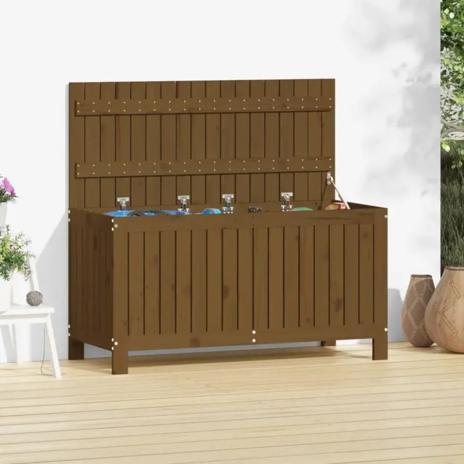 vidaXL - Tuinbox 115x49x60 cm massief grenenhout honingbruin opbergbox buitenbox