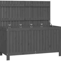vidaXL - Tuinbox 121x55x64 cm massief grenenhout grijs opbergbox buitenbox