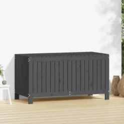 vidaXL - Tuinbox 121x55x64 cm massief grenenhout grijs opbergbox buitenbox