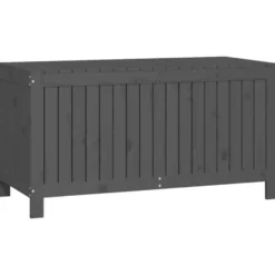 vidaXL - Tuinbox 121x55x64 cm massief grenenhout grijs opbergbox buitenbox