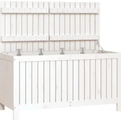vidaXL - Tuinbox 121x55x64 cm massief grenenhout wit opbergbox buitenbox