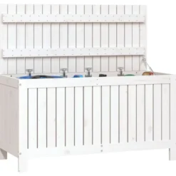 vidaXL - Tuinbox 115x49x60 cm massief grenenhout wit opbergbox buitenbox