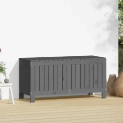 vidaXL - Tuinbox 108x42,5x54 cm massief grenenhout grijs opbergbox buitenbox