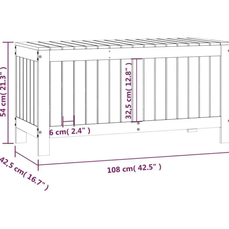 vidaXL - Tuinbox 108x42,5x54 cm massief grenenhout opbergbox buitenbox