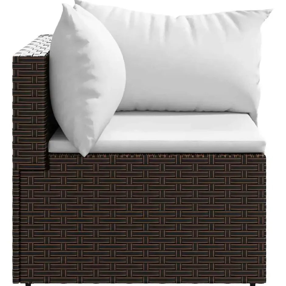 vidaXL - Tuinhoekbank - Bruin - Poly rattan - Met kussens