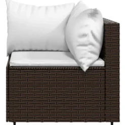 vidaXL - Tuinhoekbank - Bruin - Poly rattan - Met kussens