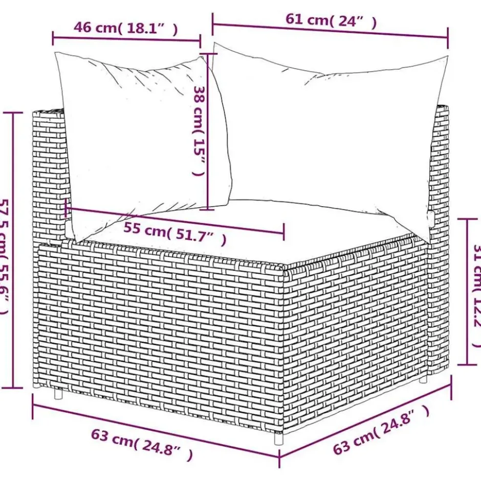 vidaXL - Tuinhoekbank - Bruin - Poly rattan - Met kussens