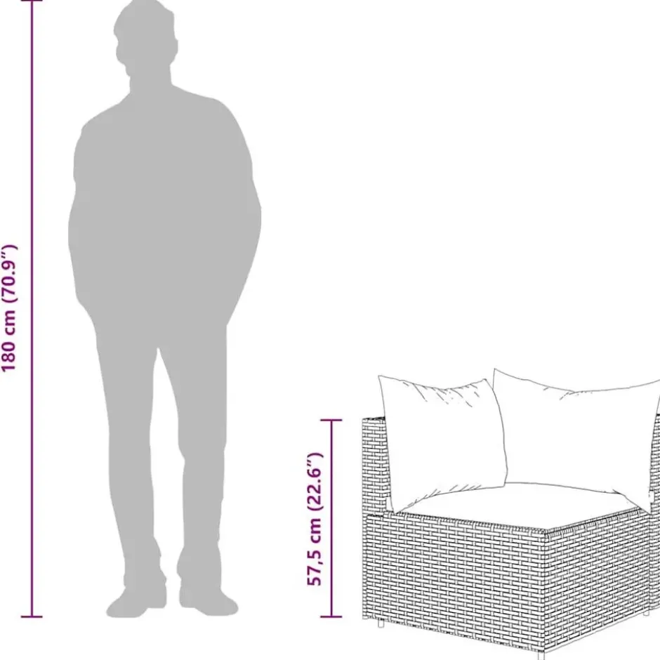vidaXL - Tuinhoekbanken - Bruin - Poly rattan - Met kussens