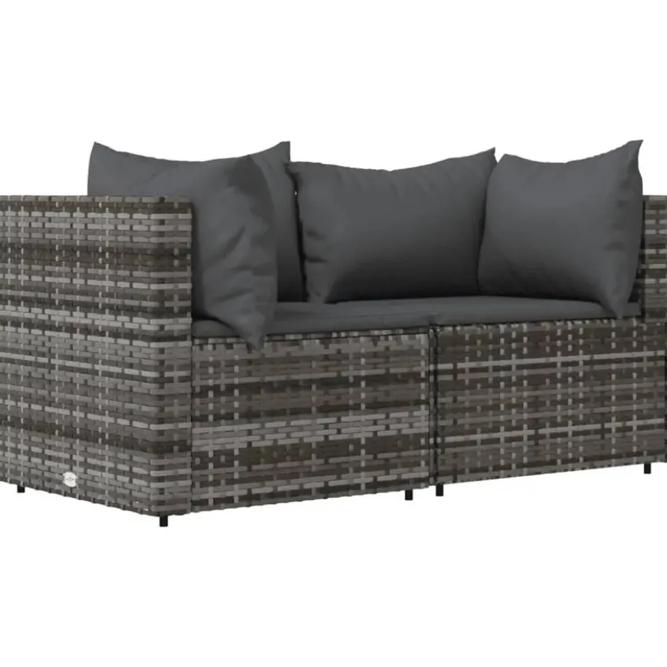 vidaXL - Tuinhoekbanken - Grijs - Poly rattan - 2 stuks - Met kussens