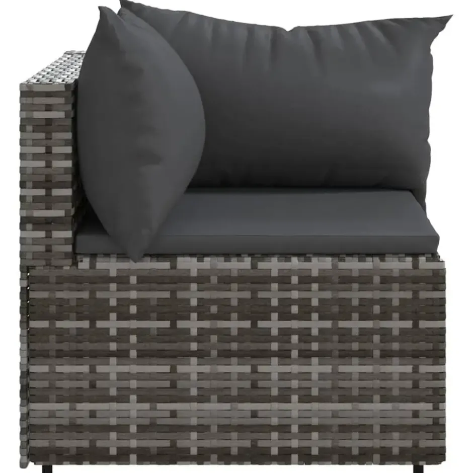 vidaXL - Tuinhoekbanken - Grijs - Poly rattan - 2 stuks - Met kussens