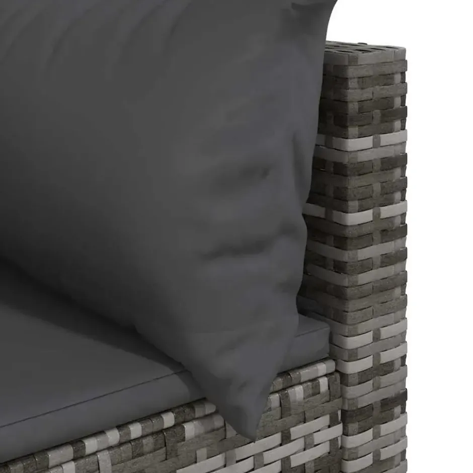 vidaXL - Tuinhoekbanken - Grijs - Poly rattan - 2 stuks - Met kussens