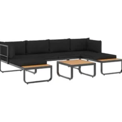 vidaXL - Tuinhoekbankenset - Grijs - Metaal - 4 stuks - Met kussens