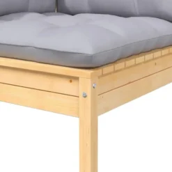 vidaXL - Tuinhoekbank - Grijs - Grenenhout - Met kussens