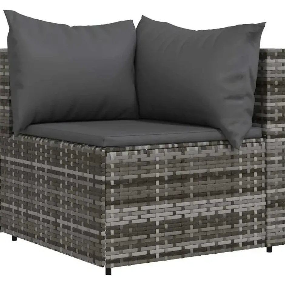 vidaXL - Tuinhoekbank - Grijs - Poly rattan - Met kussens