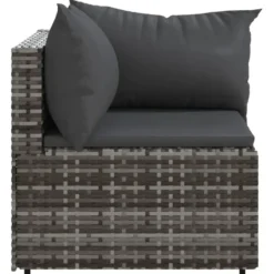 vidaXL - Tuinhoekbank - Grijs - Poly rattan - Met kussens